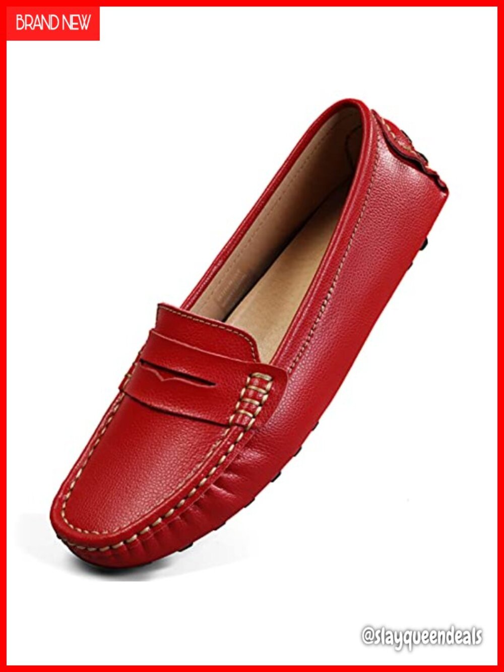 Genuine Leather Penny Loafers Slip-On Comfort Walking Flats